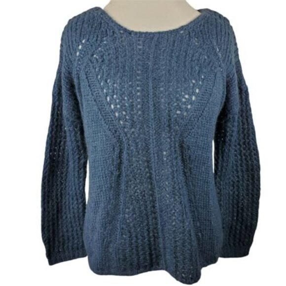 Soft Surroundings Women's Mohair Sweater Size PL Petite Large Chunky Knit Blue - Picture 1 of 10